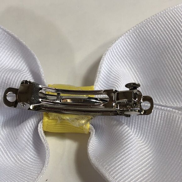 Pair Hair Clip Barrettes - Teal Blue White - Ribbon Bow Knot New Coquette 5" - Picture 6 of 7